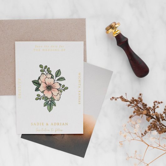 Hübsch Blush Florals Save the Date Folieneinladung
