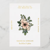 Hübsch Blush Florals Save the Date Folieneinladung (Vorderseite)