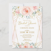 Hübsch Blush Gold Floral Geometrisches Brautparty Einladung (Vorderseite)