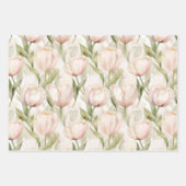 Hübsch Blush Peach Creme Tulips Blume Geschenkpapier Set (Vorderseite)
