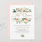 Hübsch Blush Peony Mis Quince Quinceañera Einladung (Vorne/Hinten)