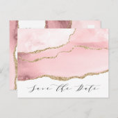 Hübsch Blush Pink Agate Modern Save the Date Ankündigungspostkarte (Vorne/Hinten)