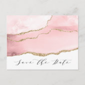 Hübsch Blush Pink Agate Modern Save the Date Ankündigungspostkarte (Vorderseite)