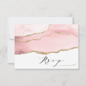 Hübsch Blush Pink Agate Moderne Hochzeit RSVP Karte (Rückseite)