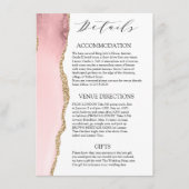 Hübsch Blush Pink Agate Moderne Hochzeitsdetails Begleitkarte (Vorderseite)
