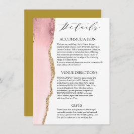 Hübsch Blush Pink Agate Moderne Hochzeitsdetails Begleitkarte