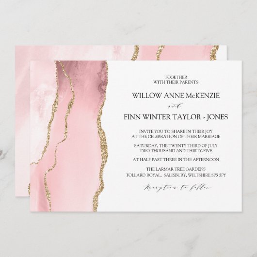 Hübsch Blush Pink Age Moderne Hochzeit Einladung (Vorne/Hinten)