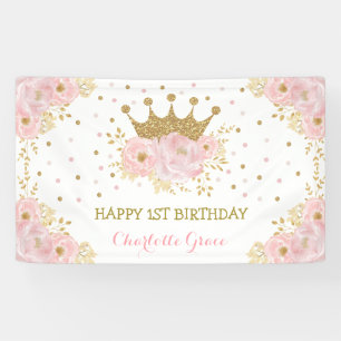 Hübsch Blush Pink Bloral Crocess Geburtstag Banner