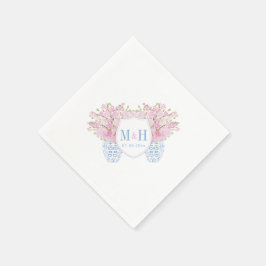 Hübsch Blush Pink Blue Monogram Wedding Serviette