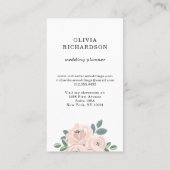 Hübsch Blush Pink Blume und Dusty Blue Blätter Visitenkarte (Rückseite)