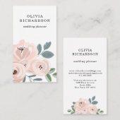 Hübsch Blush Pink Blume und Dusty Blue Blätter Visitenkarte (Vorne/Hinten)