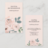 Hübsch Blush Pink Blume und Dusty Blue Blätter Visitenkarte (Vorne/Hinten)