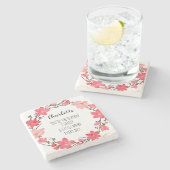 Hübsch Blush Pink Blumenschrift Typografie Name Steinuntersetzer (Seitenansicht)