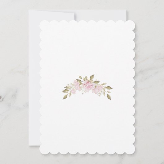 Hübsch Blush Pink Blütenblütentaufe Einladung (Rückseite)