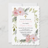 Hübsch Blush Pink Blütenblütentaufe Einladung (Vorderseite)