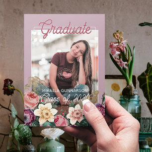Hübsch Blush Pink Botanischer Boho-Abschluss Ankündigung