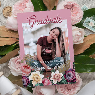 Hübsch Blush Pink Botanischer Boho-Abschluss Ankündigung