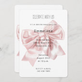 Hübsch Blush Pink Bow Geburtstag Einladung (Vorne/Hinten)