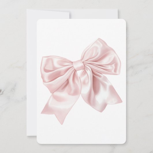 Hübsch Blush Pink Bow Geburtstag Einladung (Rückseite)
