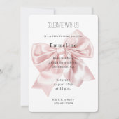 Hübsch Blush Pink Bow Geburtstag Einladung (Vorderseite)