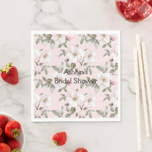 Hübsch Blush Pink Brautparty Weiße Blume Serviette