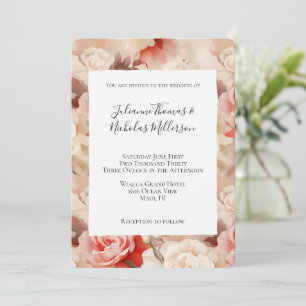 Hübsch Blush Pink Creme Rose Blumenzehen Einladung