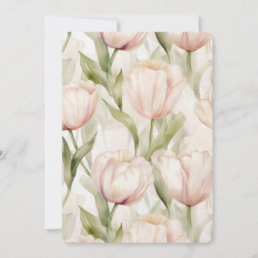 Hübsch Blush Pink Creme Tulips Blumenzehen Einladung (Rückseite)