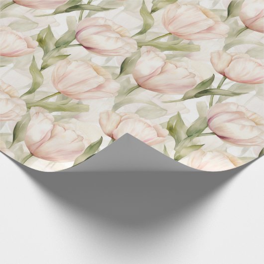Hübsch Blush Pink Creme Tulips Blumenzehen Geschenkpapier (Ecke)