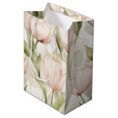 Hübsch Blush Pink Creme Tulips Blumenzehen Mittlere Geschenktüte (Vorderseite Schrägansicht)