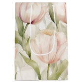 Hübsch Blush Pink Creme Tulips Blumenzehen Mittlere Geschenktüte (Rückseite)