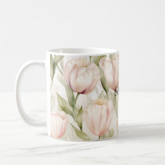 Hübsch Blush Pink Creme Tulips Floral Kaffeetasse (Links)