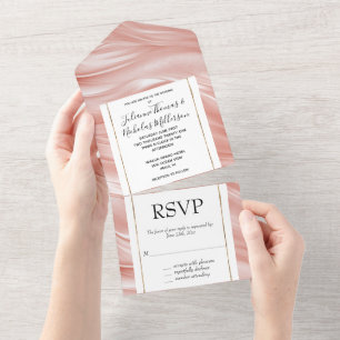 Hübsch Blush Pink Elegante Glamouröse Hochzeit All In One Einladung