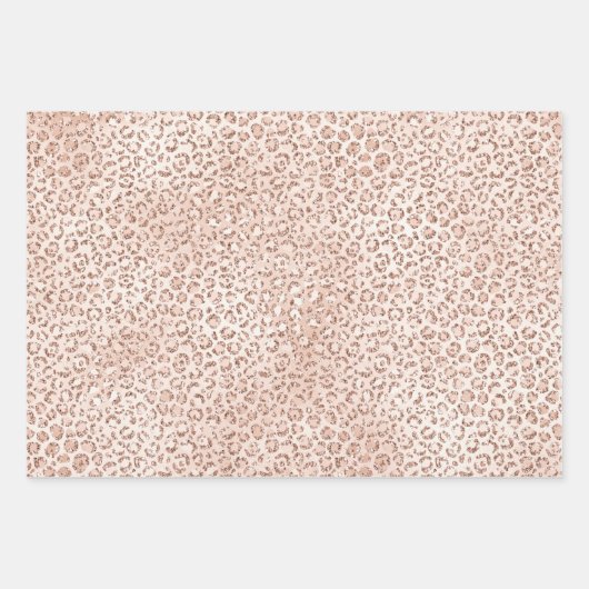 Hübsch Blush Pink Glitzer Gold Leopard Geschenkpapier Set (Vorderseite 3)
