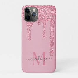 Hübsch Blush Pink Glitzer Tropfen Monogramm Case-Mate iPhone Hülle