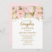Hübsch Blush Pink Gold Blumenpaare Dusche Einladung (Vorne/Hinten)