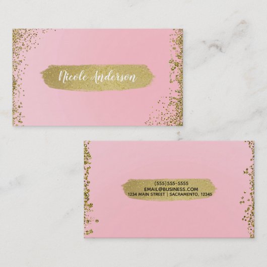 Hübsch Blush Pink Gold Glitzer Glam Moderner Chic Visitenkarte (Vorne/Hinten)