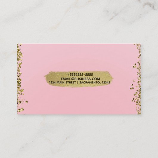 Hübsch Blush Pink Gold Glitzer Glam Moderner Chic Visitenkarte (Rückseite)
