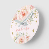 Hübsch Blush Pink Gold Rose Bloral Runde Wanduhr (Winkel)