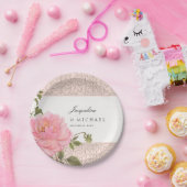 Hübsch Blush Pink Gray Peony Swirl Scroll Wedding Pappteller (Party)