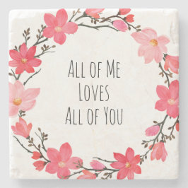 Hübsch Blush Pink Liebe Blumenkraut Typografie Steinuntersetzer