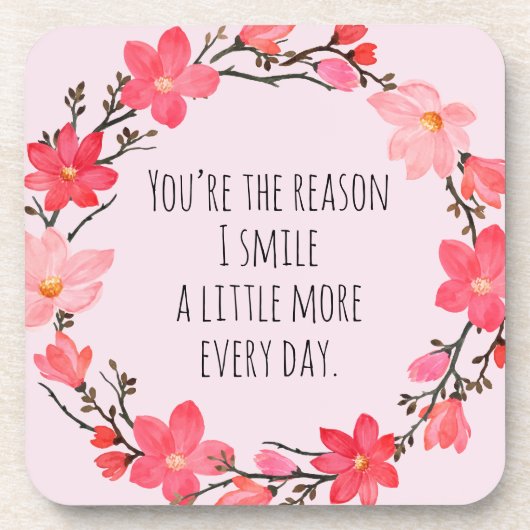 Hübsch Blush Pink Niedliche Typografie Getränkeuntersetzer (Vorderseite)