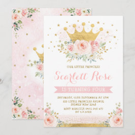 Hübsch Blush Pink Princess Gold Crown Geburtstag Einladung