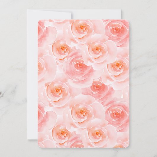 Hübsch Blush Pink Rose Brautparty Einladung (Rückseite)