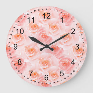 Hübsch Blush Pink Rose Große Wanduhr