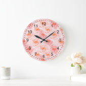 Hübsch Blush Pink Rose Große Wanduhr (Zuhause)