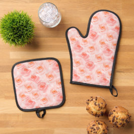 Hübsch Blush Pink Rose Ofenhandschuh & Topflappen-Set