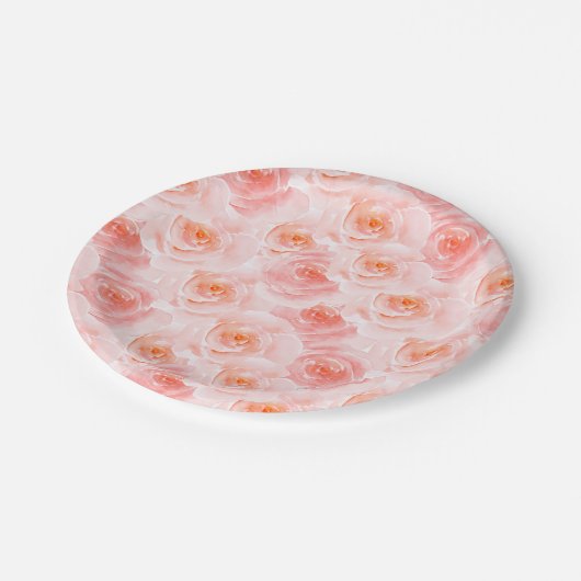 Hübsch Blush Pink Rose Pappteller (Schrägansicht)
