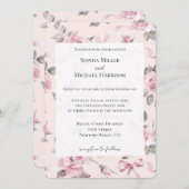 Hübsch Blush Pink Roses Bläschen & Bows Hochzeit Einladung (Vorne/Hinten)