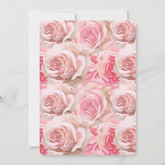 Hübsch Blush Pink Roses Blumenzehen Einladung (Rückseite)