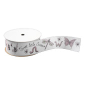 Hübsch Blush Pink & Sage Girly Insekt Monogramm Ripsband (Spule)